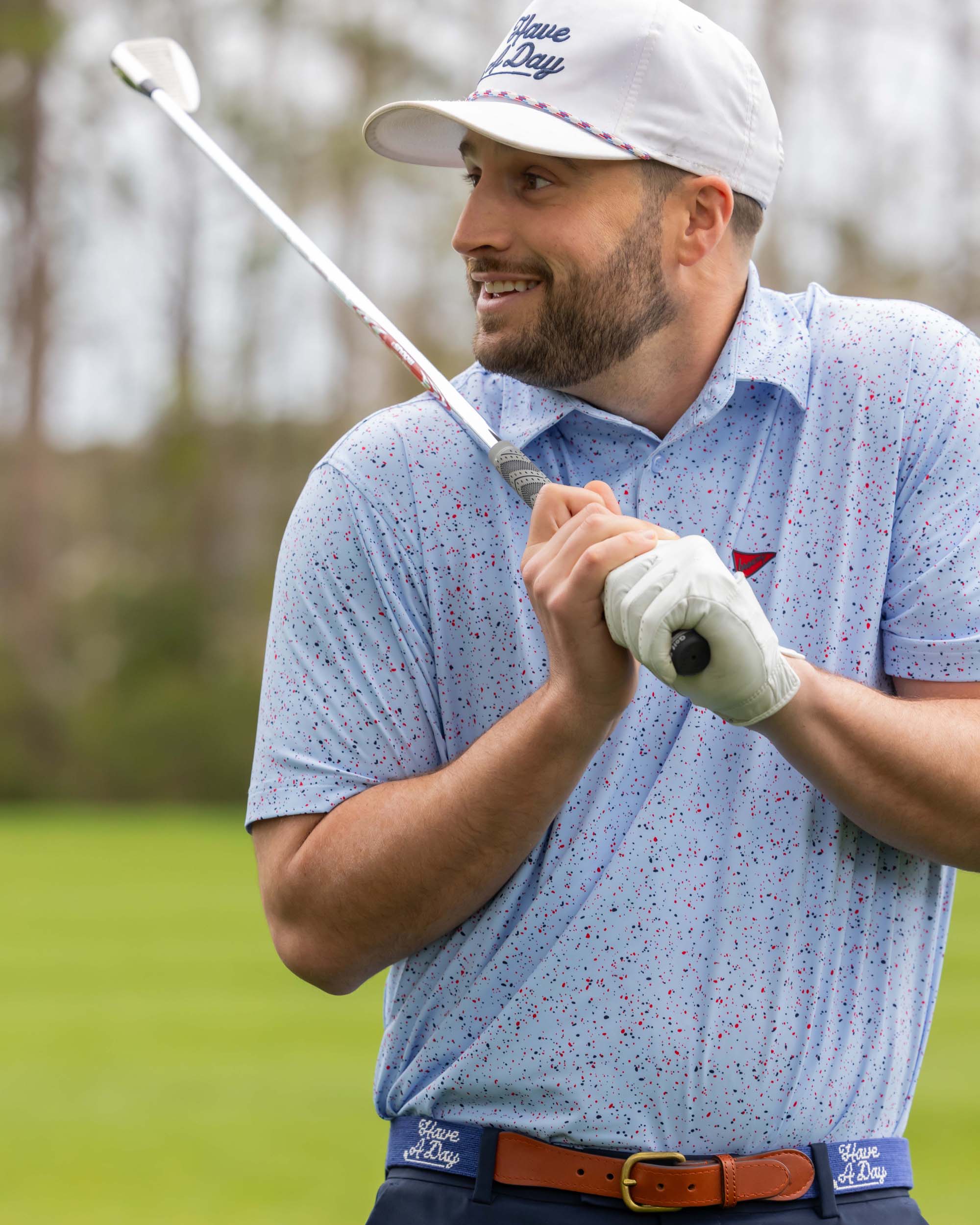 The USA Splatter Light Blue Polo - Breezy Golf