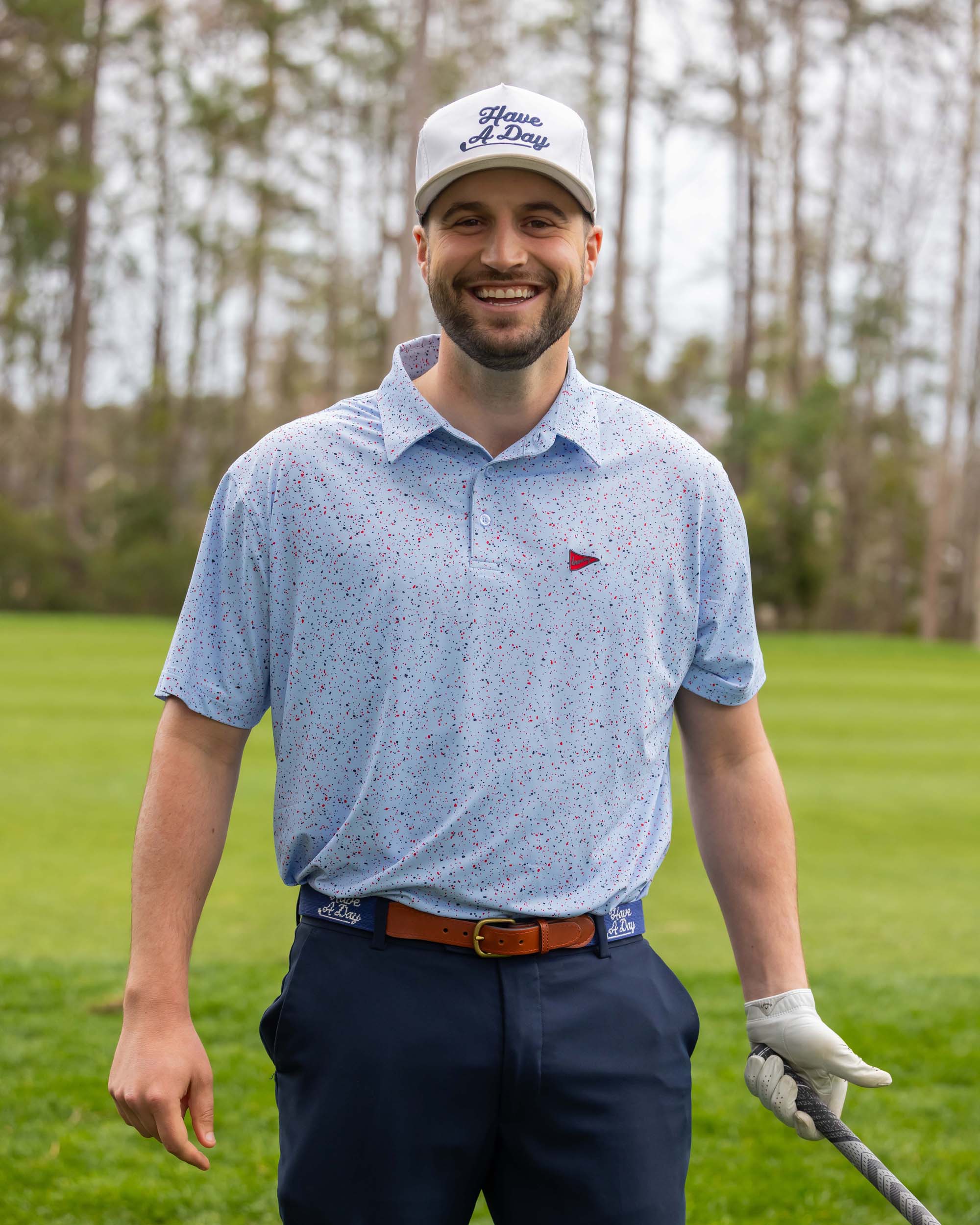 The USA Splatter Light Blue Polo - Breezy Golf