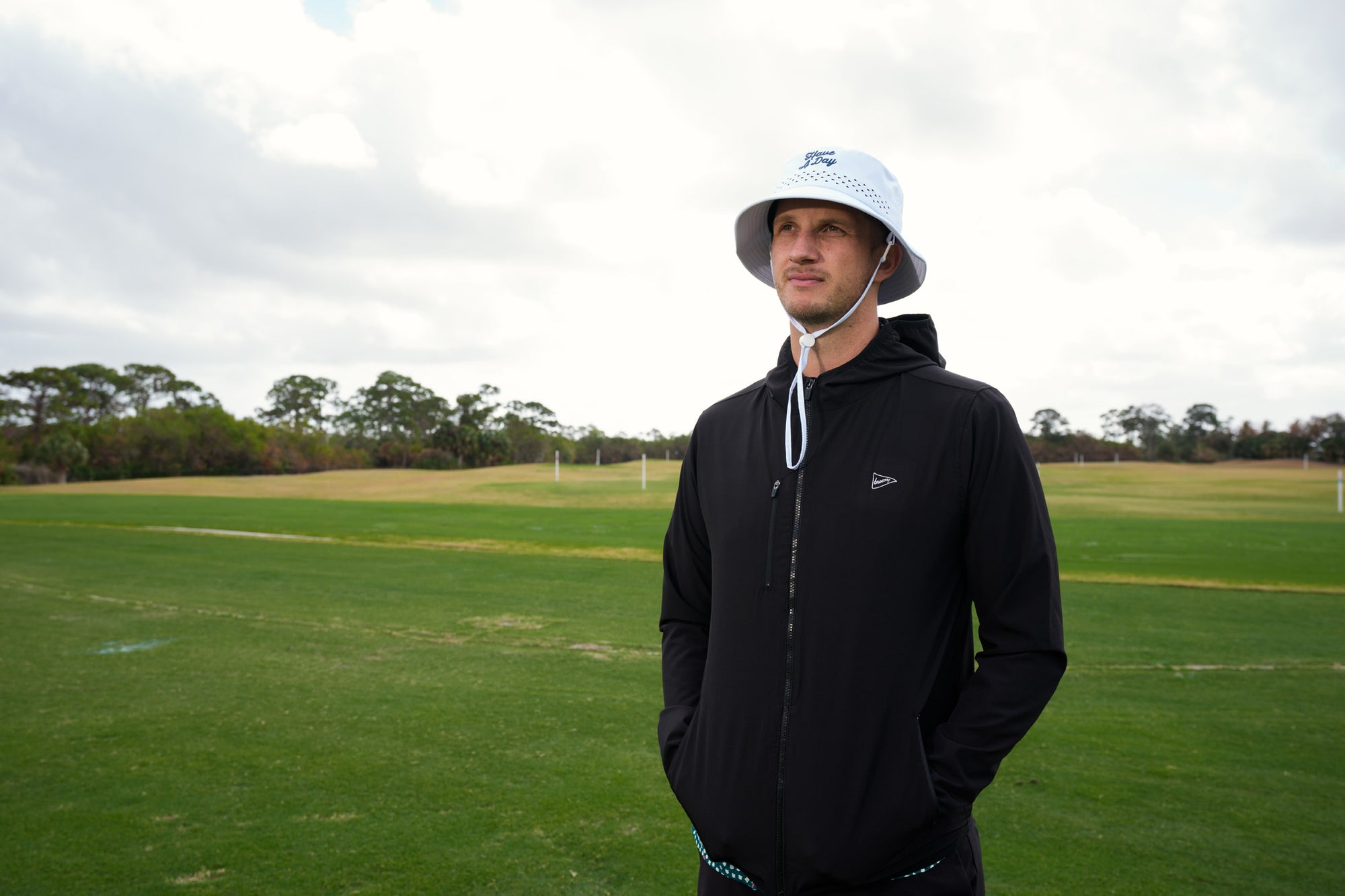 Have A Day White Perforated Bucket Hat - Breezy Golf