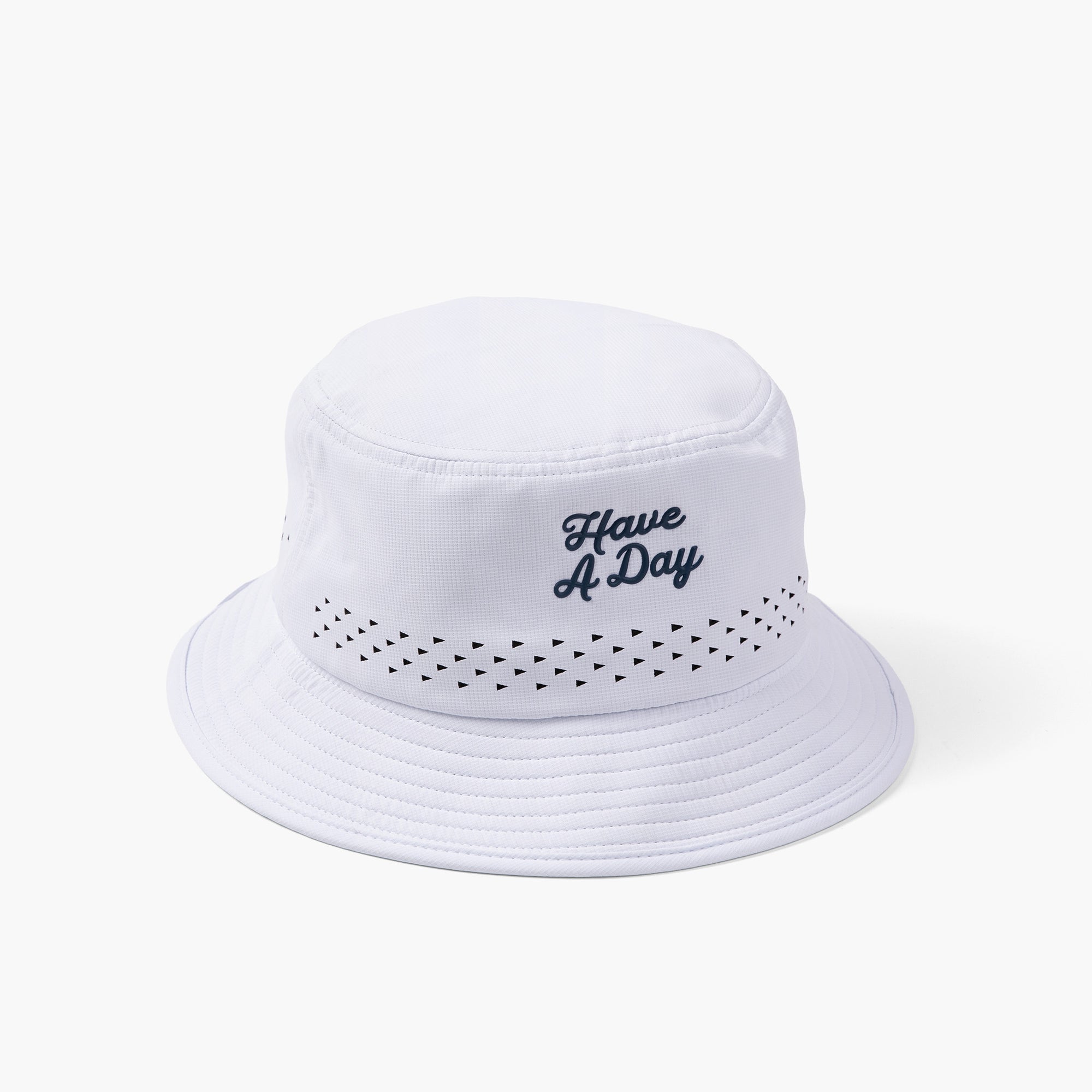 Have A Day White Perforated Bucket Hat - Breezy Golf